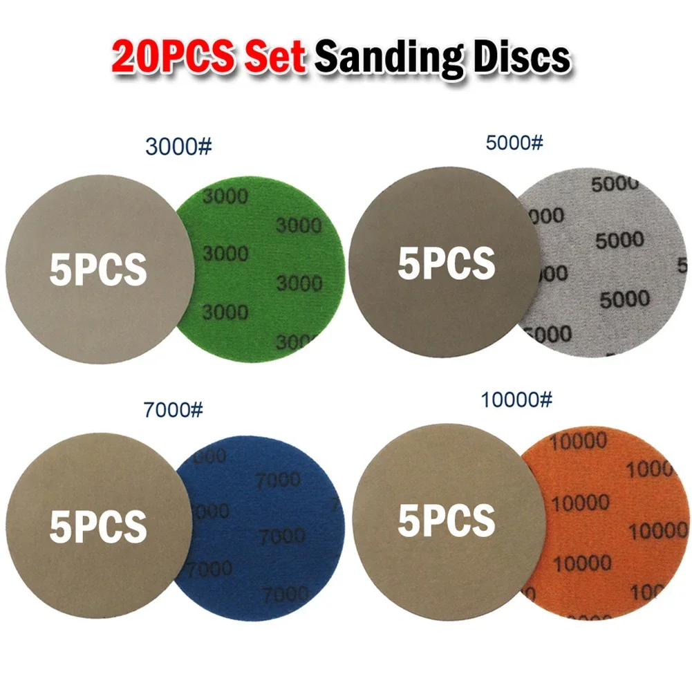 20 шт. 3-дюймовые шлифовальные диски наждачная бумага зернистость 3000-10000 Грит с