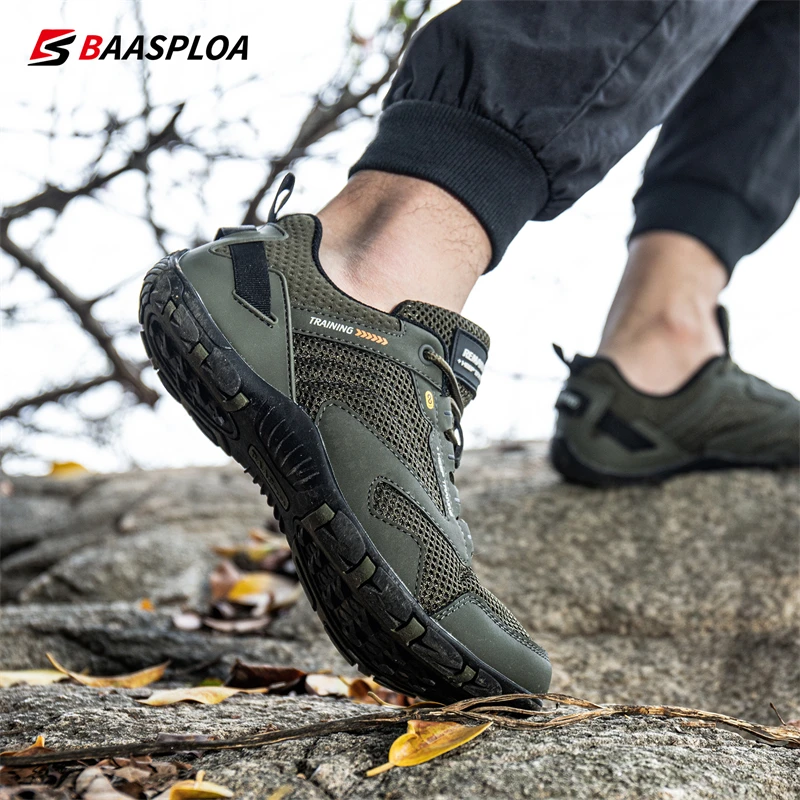 2023 Baasploa Men Outdoor Sneakers New Mesh Breathable Hiking Shoes Non-Slip Wear-Resistant Sport Shoes for Men Free Shipping