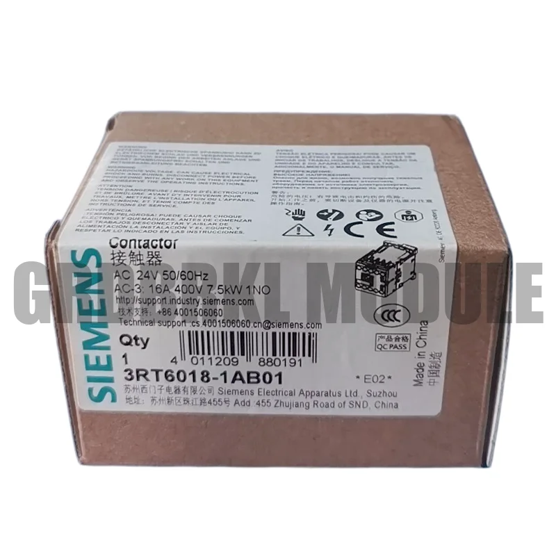 Новый оригинальный контактор SIEMENS 3RT6018-1AB01 AC 24 В 5060 Гц AC3 7.5 кВт (art.: 3920dd274aea2) - 3920dd274aea2