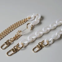 total 120cm white resin chain goldlight goldsilver metals bag shoulder strap metal chain in carabiners