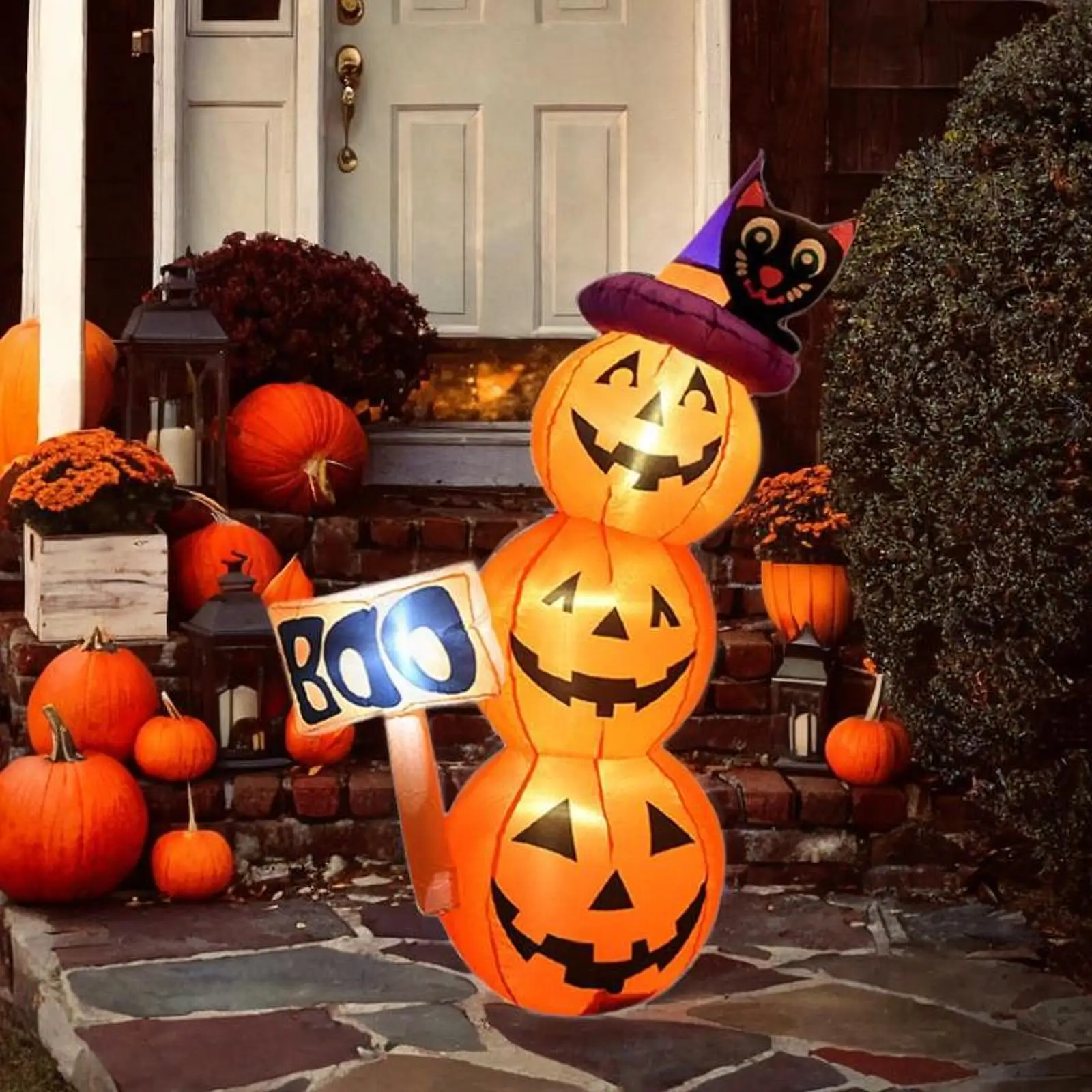 Halloweenowe pontony ułożone dynie na zewnątrz nadmuchiwana dekoracja Halloween z wbudowanymi światłami LED śliczne do wystroju podwórka domu