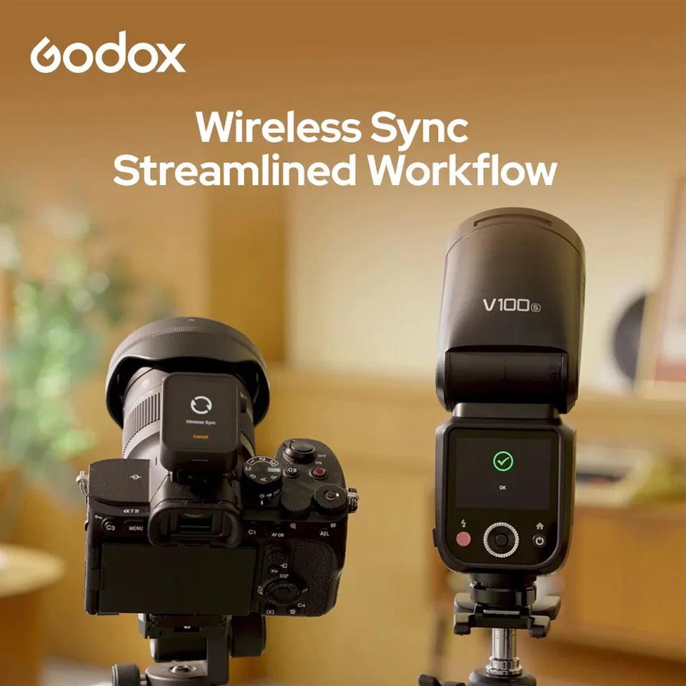 Godox V100 CNSFO 70, полномощная исполнительная вспышка, сенсорный экран, TTL, HSS, вспышка для камеры с круглой головкой (art.: 3920d05478ade) - 3920d05478ade