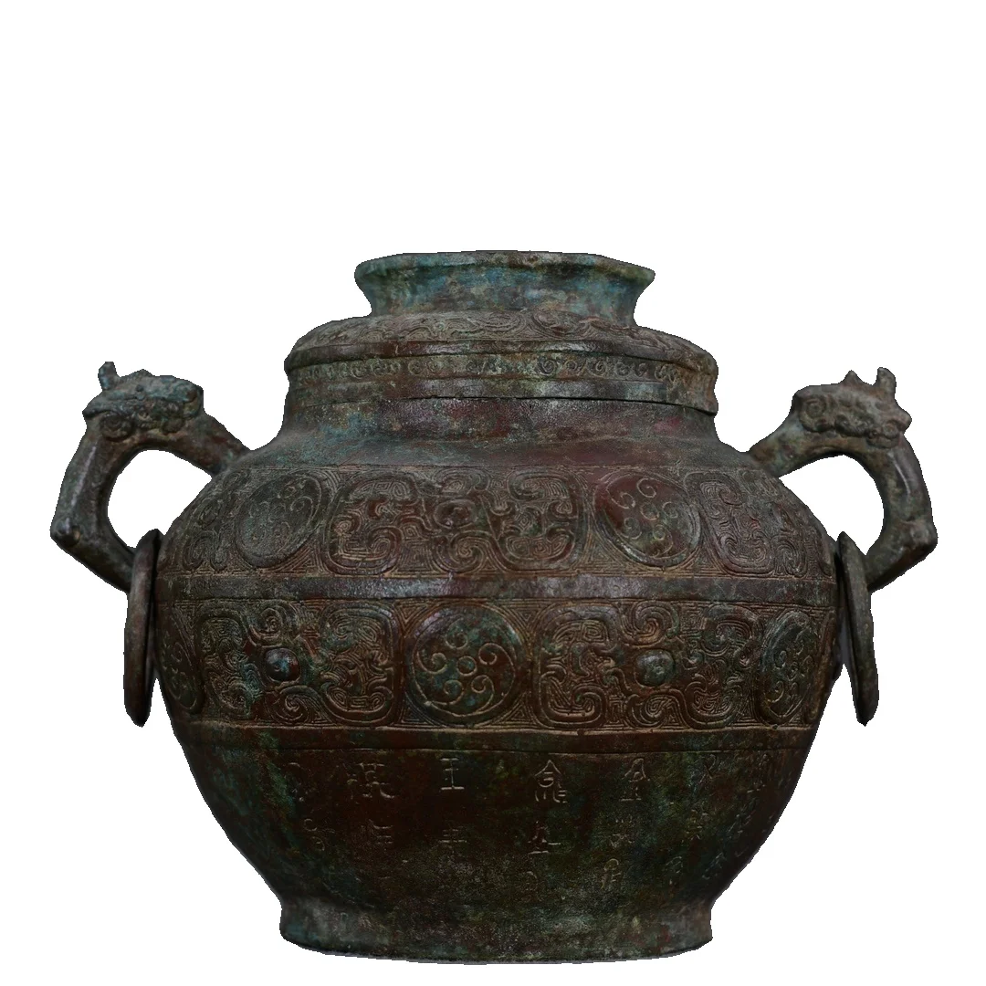 

LAOJUNLU The Bronze Double Dragon Ear Round Jar Of The Warring Han Period Is 23 Cm Long Chinese Traditional Style Antiques