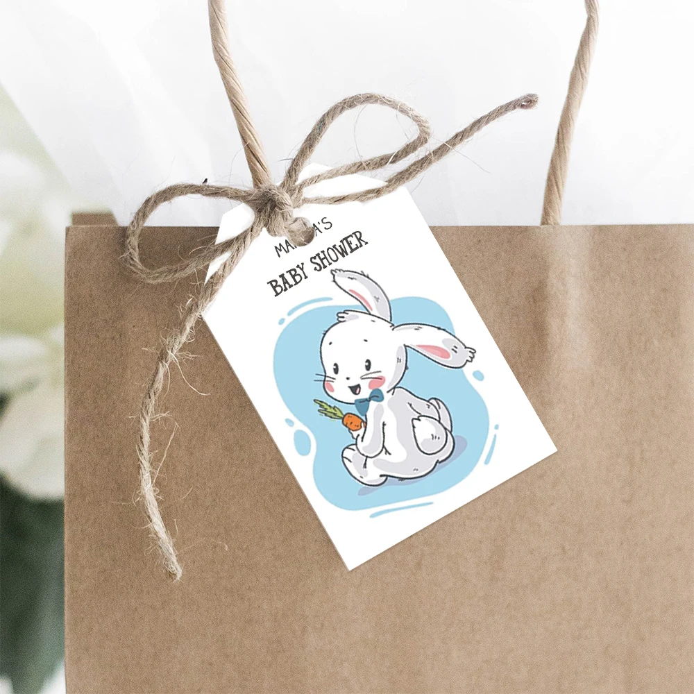 

Personalized Cartoon Rabbit Hexagon Labels Baby Birthday Christening Party Collection Custom Logo Label Gift Box Logo