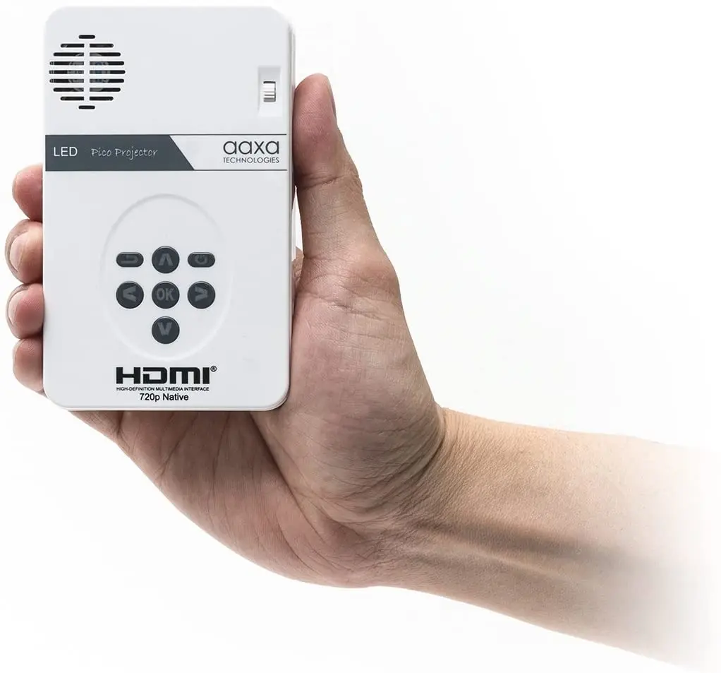 

Micro Video Projector - Pocket Size Portable Mobile Mini Projector with mini-HDMI, built-in Media Player & Speakers, 3.5m