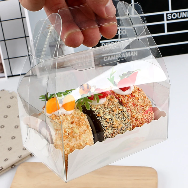 

10Pcs Transparent Cake Box Pastry Boxes Cake Roll Packaging Box Swiss Towel Roll Packaging Box Mousse Cake Dessert Dessert Box