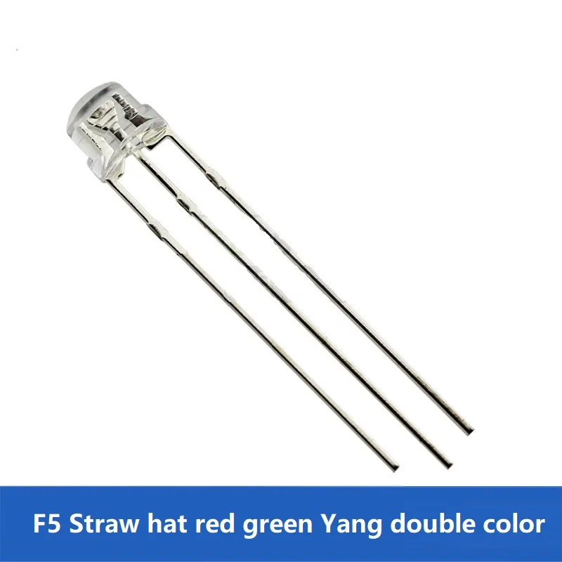 F5/5mm straw hat red and green co-positive two-color LED lamp bead highlight LED (20Pcs/lot)