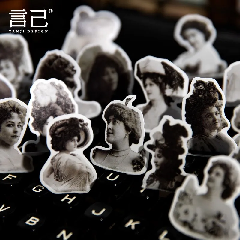 

20 Pcs Vintage Washi Stickers Retro Style Ladies Character Scrapbook Stickers Aesthetic Stickers for Junk Journal DIY Crafts