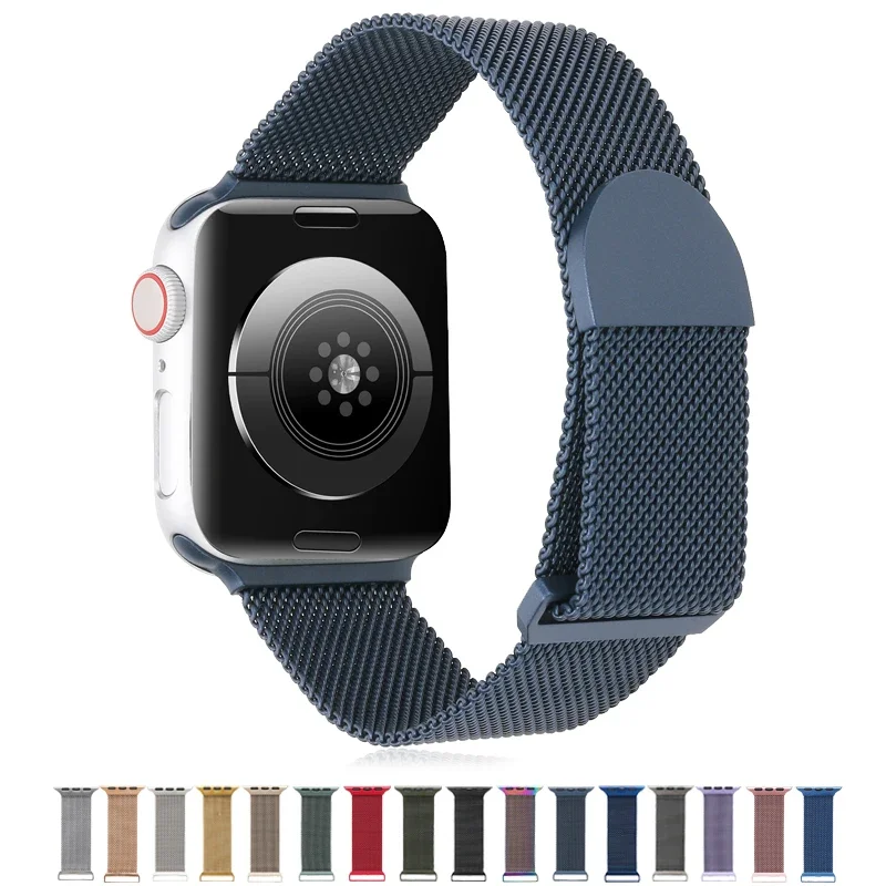 Магнитный металлический миланский ремешок для Apple Watch Ultra Band 9 8 7 6 5 4 SE нержавеющая
