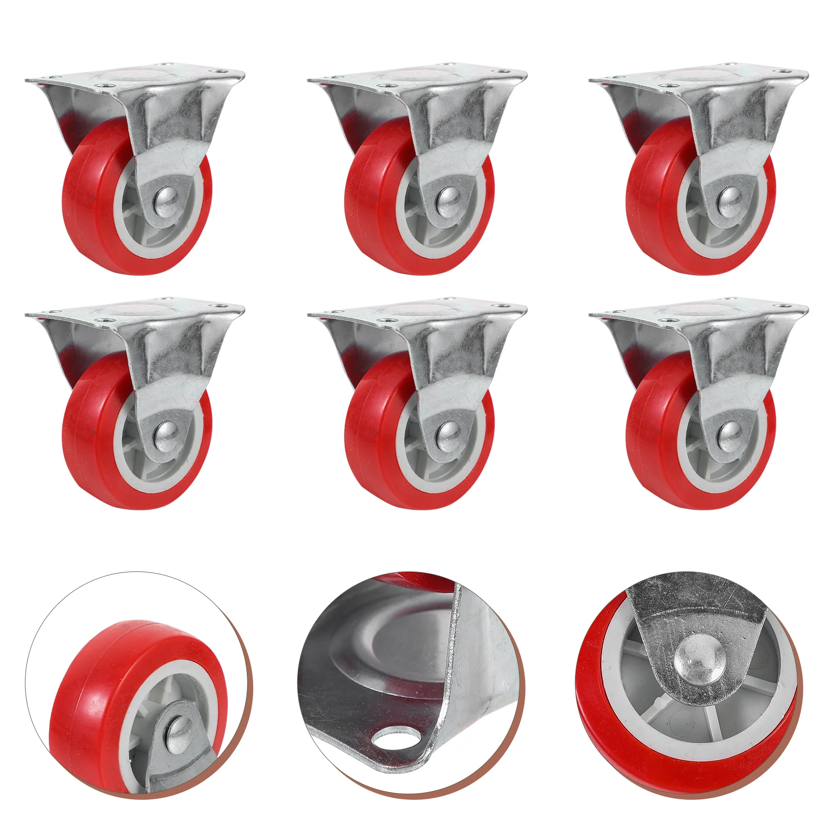 

6pcs No-swivel Plate Wheels Rubber Caster Wheels Workbench Replacement Wheels