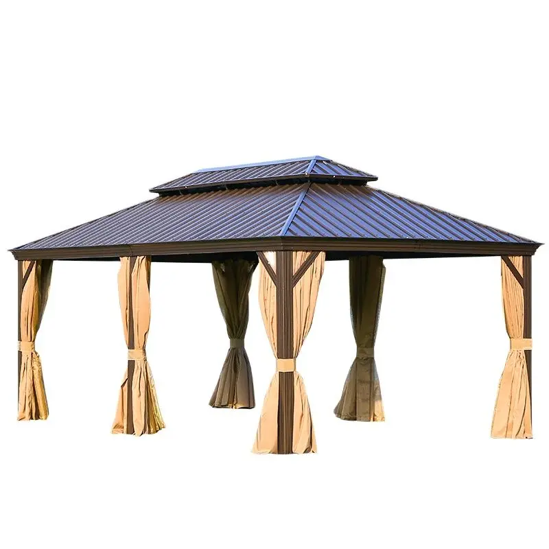 

Outdoor pavilion, outdoor home garden, tatami terrace design, simple aluminum alloy pavilion wooden house on the roof