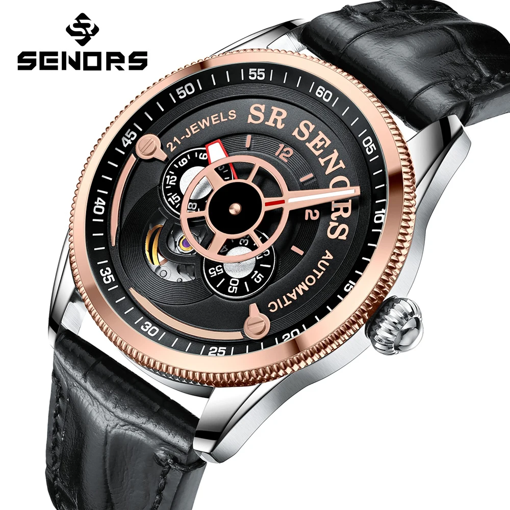 

SENORS SN334 Men`s Watch Automatic Japan MIYOTA 82S7 MOVT Mechanical Watches Men Sapphire Glass Skeleton Clock 5ATM 316L Case