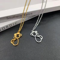 hot selling animal pendant cute monkey necklace for women stainless steel gold charm fashion jewelry necklaces men party gift