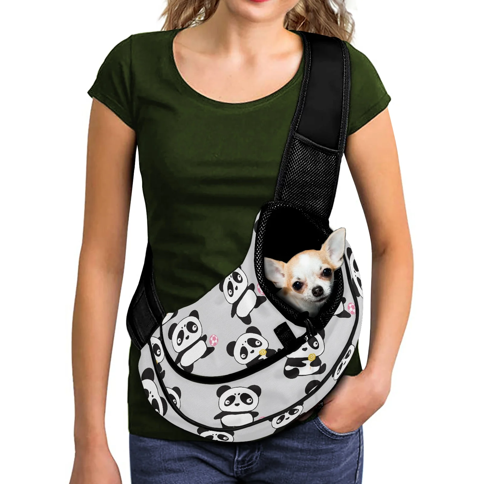

Рюкзак-переноска для собак с милой мультяшной китайской пандой, сумки для переноски собак, дорожные моющиеся аксессуары для собак, сумка-пе...