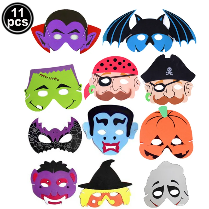 

11pcs Halloween Masks ghost pumpkin bat mask adult kids Halloween Cosplay Costume mask kids Halloween party supplies favors toys