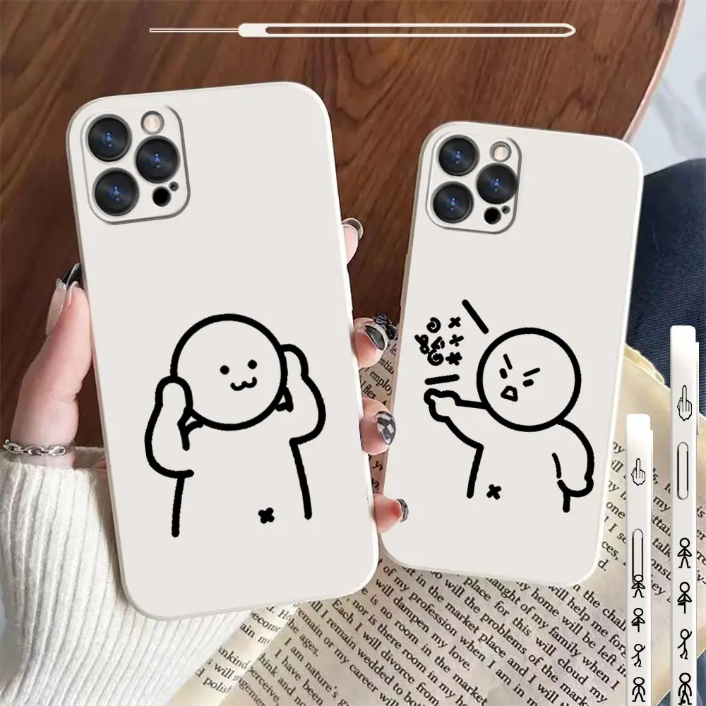 

Funny Cute Matchman Cartoon Phone Case For Apple iPhone 14 13 12 11 Pro Max Mini X XS XR SE 7 8 Plus Liquid Silicone Rope Cover
