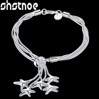 925 sterling silver five solid starfish snake bracelet for women party engagement wedding birthday gift fashion charm jewelry