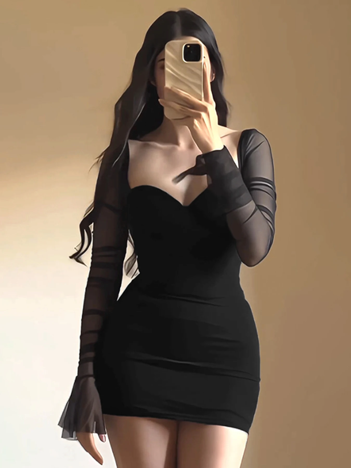 Rockmore Элегантное сетчатое лоскутное платье с низкой чашкой для женщин