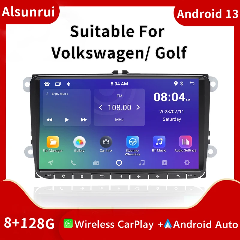 Автомобильный экран 9 &quot4G Carplay Android 13 для VW Volksagen Passat B6 B7 CC T5 Amarok Skoda Octavia2 Tiguan Seat Leon 2