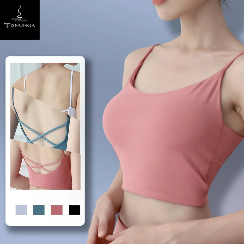 

TISNUNGA Fashion New Solid Color Sexy Sports Running Fitness Bra Anti-Shake Gather Beautiful Back Vest Sports Underwear Women