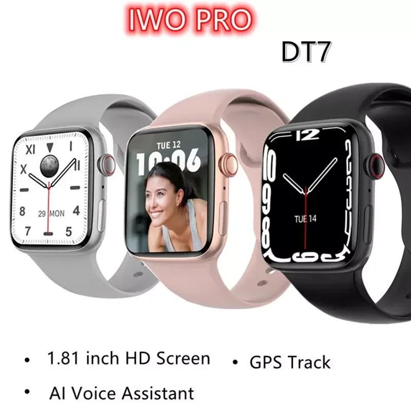 

IWO DT7 умные часы Серия 7 Bluetooth Вызов GPS трек Беспроводная зарядка DIY Набор ЭКГ пульсометр спортивные часы