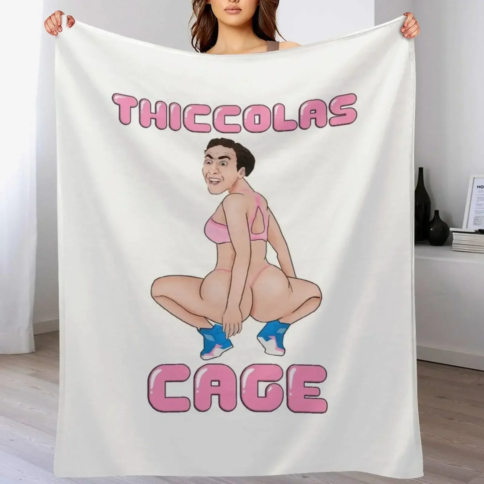 Thiccolas Cage - Манекен Thicc Николас Кейдж Мем Плед Одеяло Зимние постельные теплые