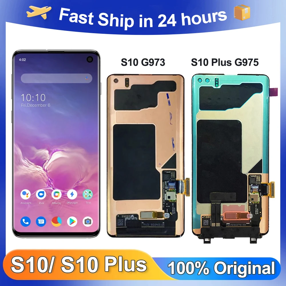 S10 / S10 Plus Original Screen For Samsung Galaxy S10 G973F S10 Plus G975F LCD Display Touch Screen Digitizer Replacement Parts