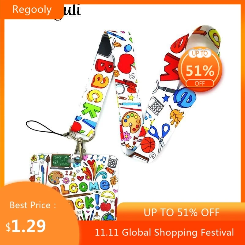 

School Supplies Key lanyard Car KeyChain ID Card Pass Gym Mobile Phone Badge Kids Key Ring Holder Jewelry Decorations