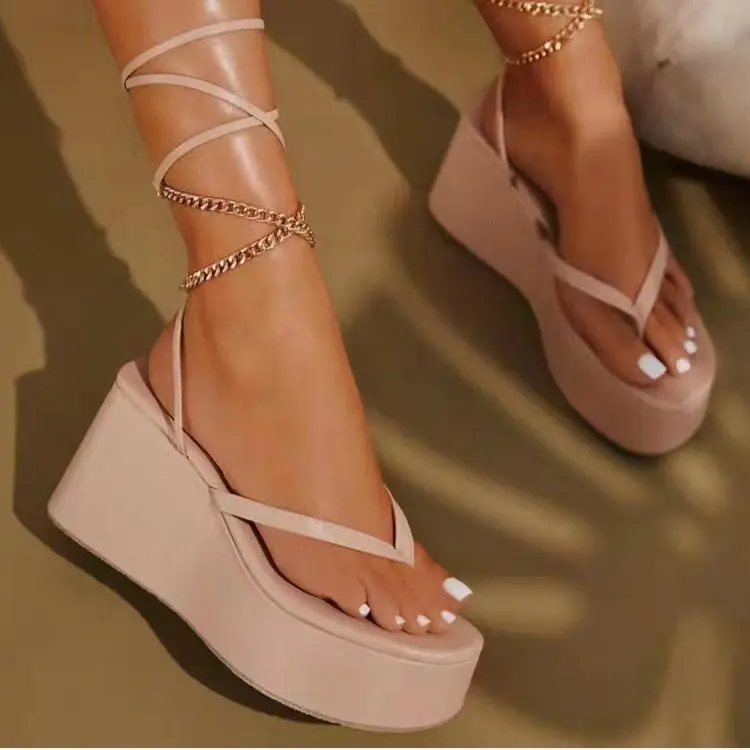 

Summer Women High Wedge Heels Espadrille Soled Sandals Slippers Shoes Female Bowknot Gladiator Slingback Sandals Slippers Shoes