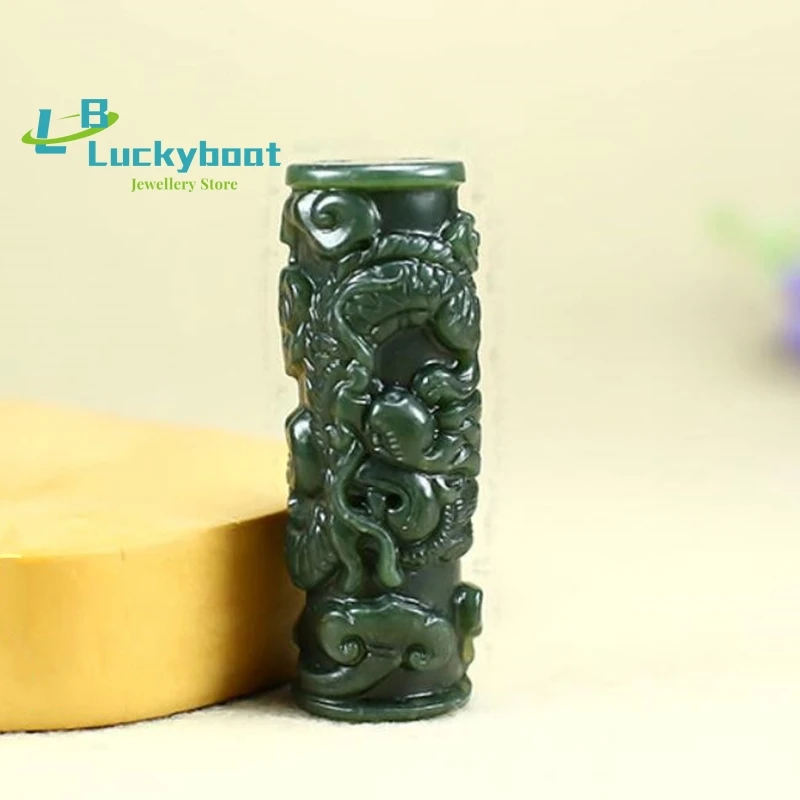 

Натуральный Нефритовый дракон Hetian, подвеска в виде столба из нефрита, ювелирные изделия, счастливая фотография, амулет Auspiciou, Изящные Ювелир...