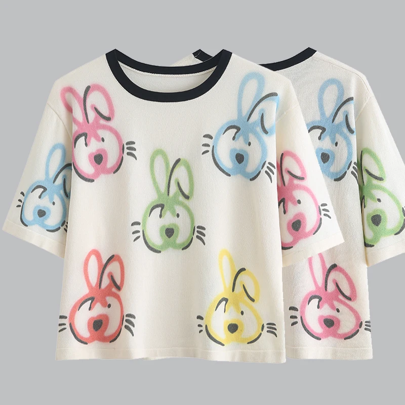 

Y2k Tees Korean Fashion Tops Women Clothing Short Sleeve T Shirts Kawaii Summer 2023 Knitwears Clothes For Women Goth Streetwear