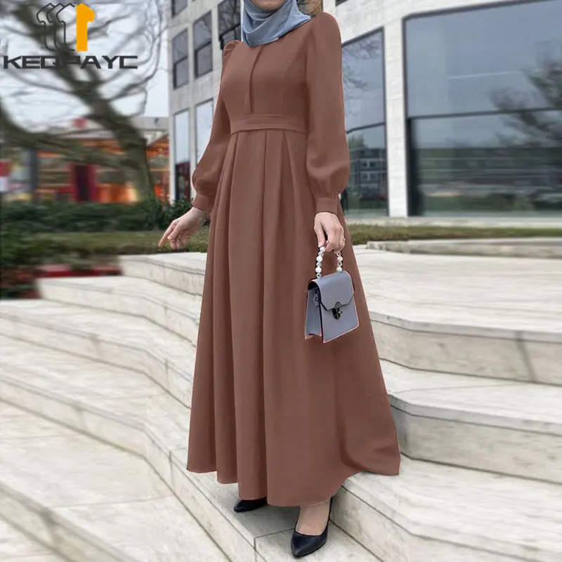 New 2023 Muslim Women Dubai Abaya Long Dress Kaftan Islam Arab Casual Solid Maxi Dresses Robe Middle East Ramadan Eid Clothing