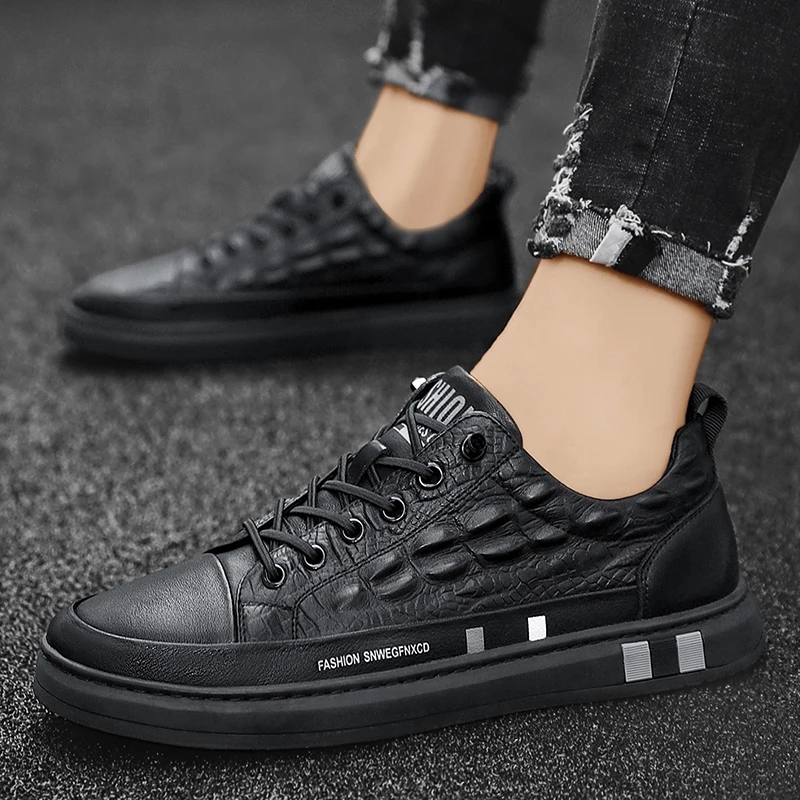 

Mens Sneakers Casual PU Leather Shoes Fashion White Shoes Non-slip Autumn New Arrival Vulcanized Shoes for Men Zapatos De Hombre