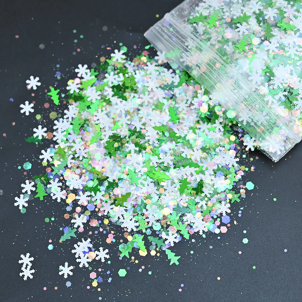 50 г/пакет зимняя Снежинка для ногтей блестящие лазерные голографические