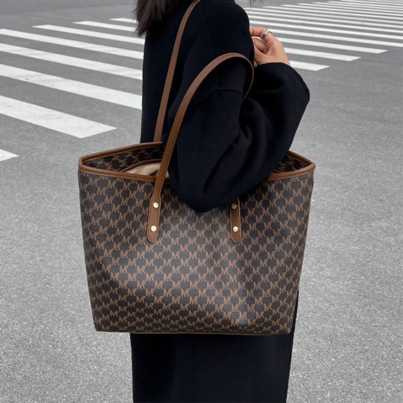 Women's Hot Trend Luxury Letters Shoulder HandBags Large Capacity Retro Simple Tote Bag Shopping Hand Bags for Women Beach Bags