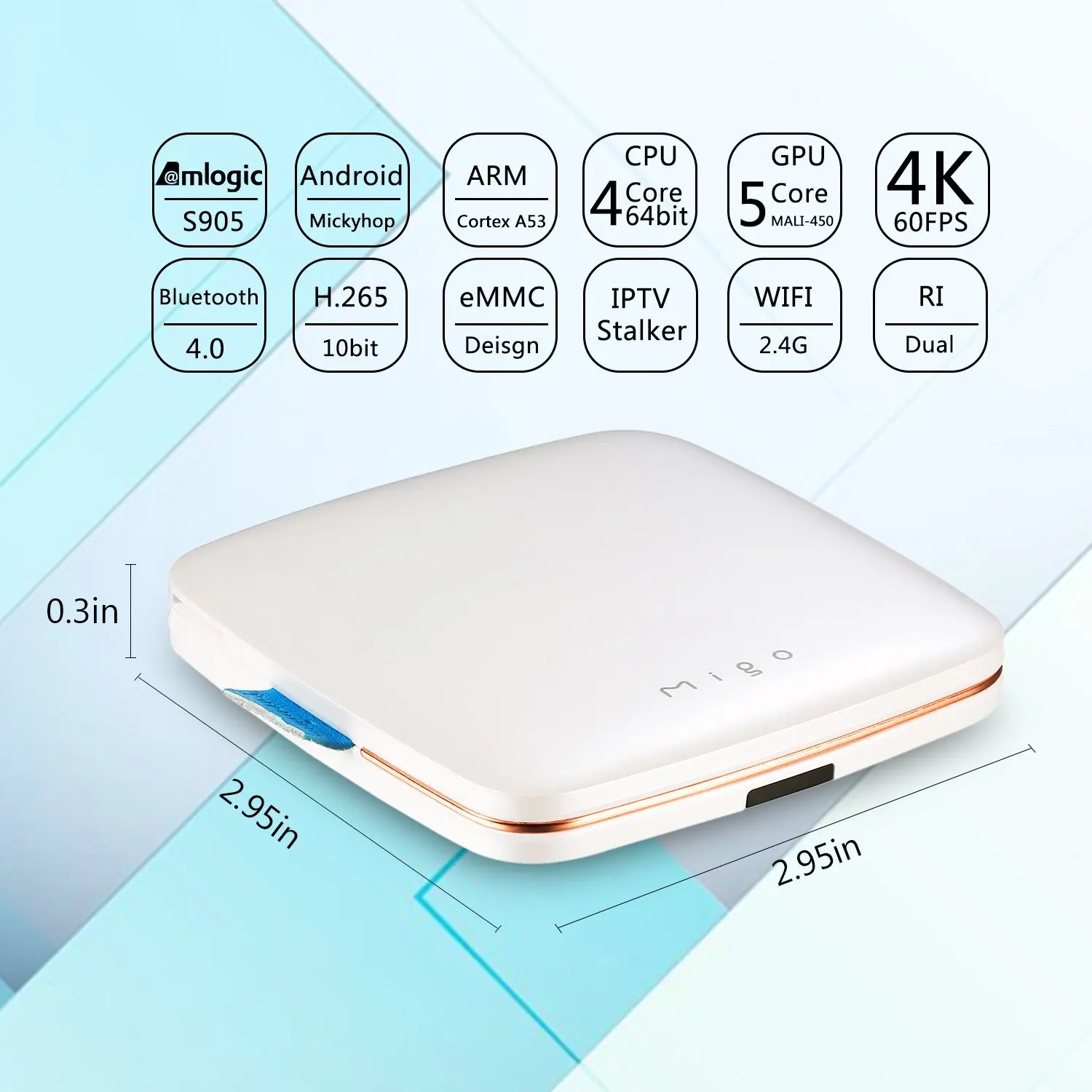 

ТВ-приставка MIGO Android с поддержкой 4K Amlogic S905 четырехъядерный 1 ГБ/8 ГБ 4K HD 2,0 Wi-Fi BT4.0 телеприставка