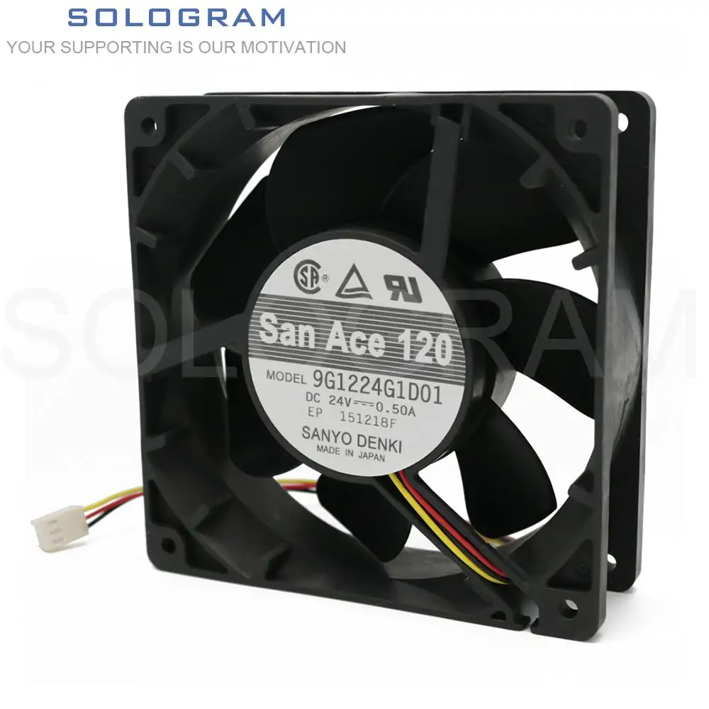 

1Pc Brand New For San Ace 120 9G1224G1D01 DC 24V 0.5A 120*120*38MM 12038 3Pin Sever Inverter CPU Mining Cooling Fan