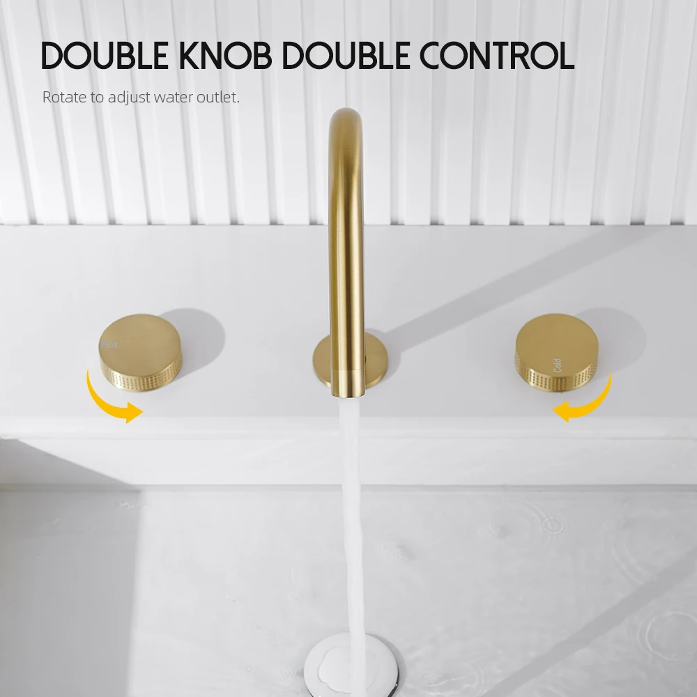 3 шт. Матовые золотой кран для раковины смеситель горячей и холодной воды