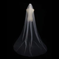 v203 elegant chapel wedding bridal veil one layer plain tulle cut edge bride to be white long veil with sweep train 230cm150cm
