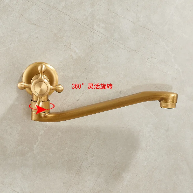 Антикварный удлиненный излив медная швабра с одним холодным краном настенный