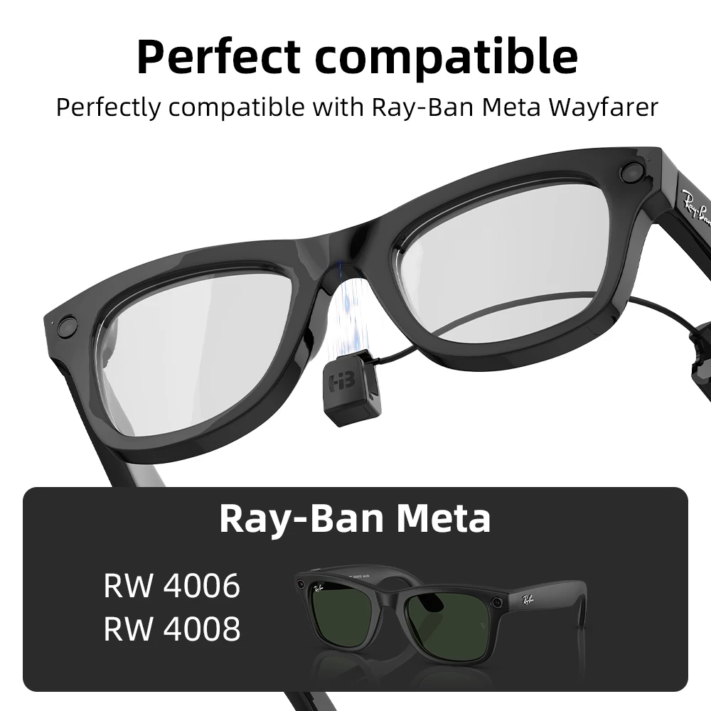 Фото HIBLOKS Ray-Ban Meta Wayfarer очки кабель для быстрой зарядки зарядное устройство для RW4006 RW4008 легкий портативный безопасный тип C 1,2 м №2