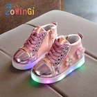 Детские светящиеся кроссовки для девочек, светодиодная обувь принцессы, размеры 21-30