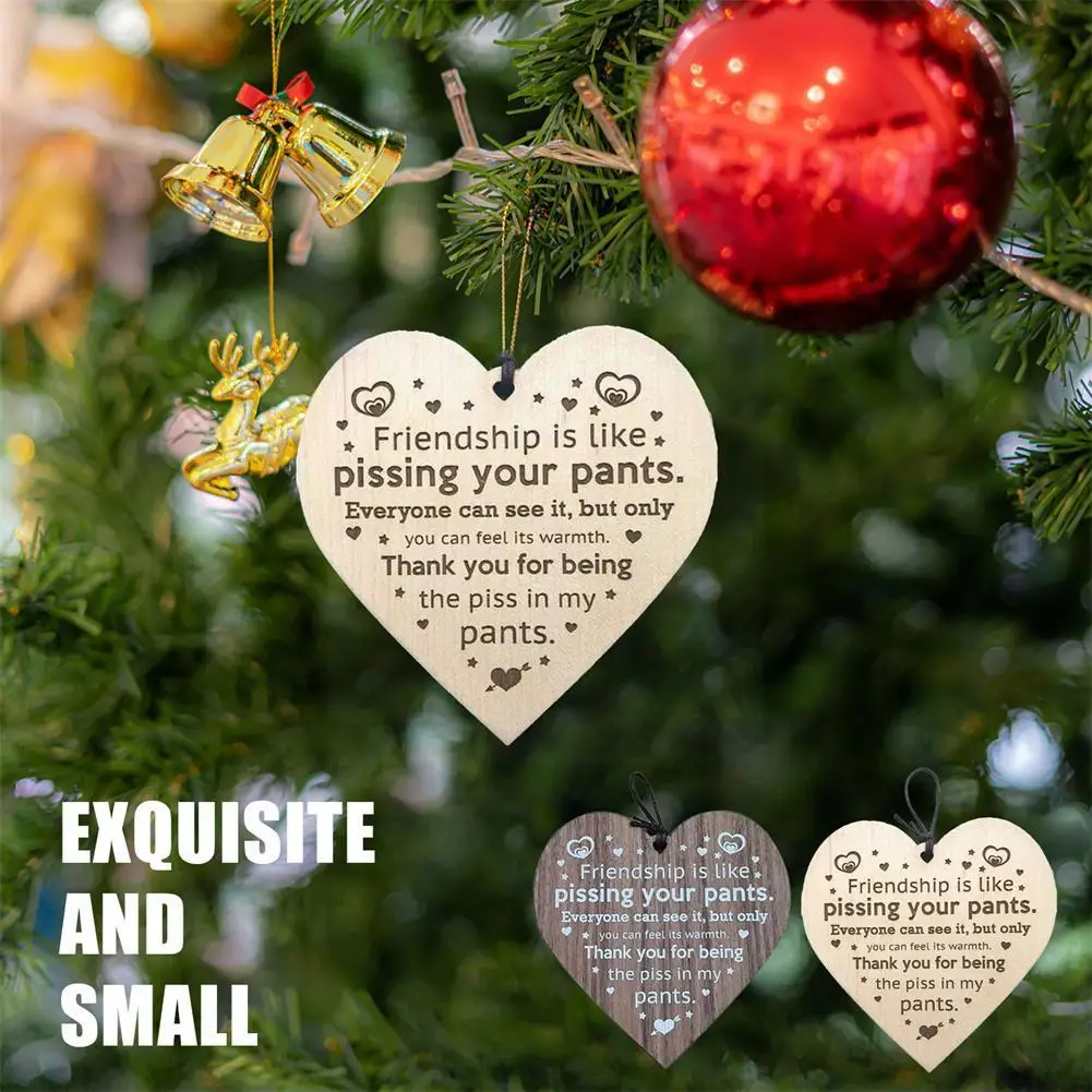 

Friendship Hanging Decorations Pissing Pants Funny Car Christmas Backpack Pendant Tree Wooden Friend Gifts Plaque Best X7D0