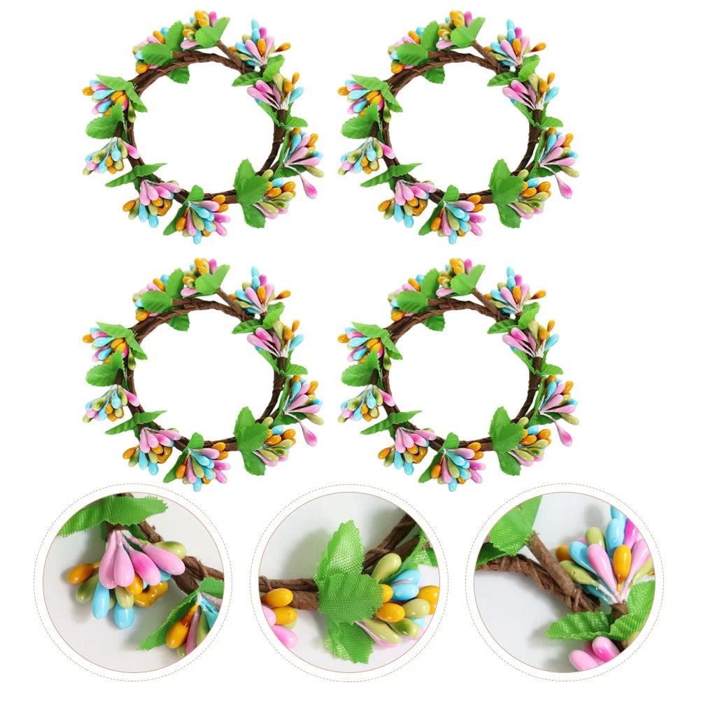 

Wreath Easter Rings Wreaths Ring Berry Spring Eucalyptus Holder Door Mini Decor Front Artificial Garland Pillar Leaf Taper