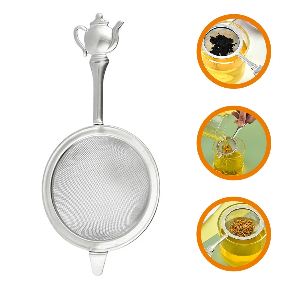 

Mini Teapot Strainer Loose Steeper Maker 14x6.5cm Handheld Colander Residue Supplies 304 Stainless Steel Office