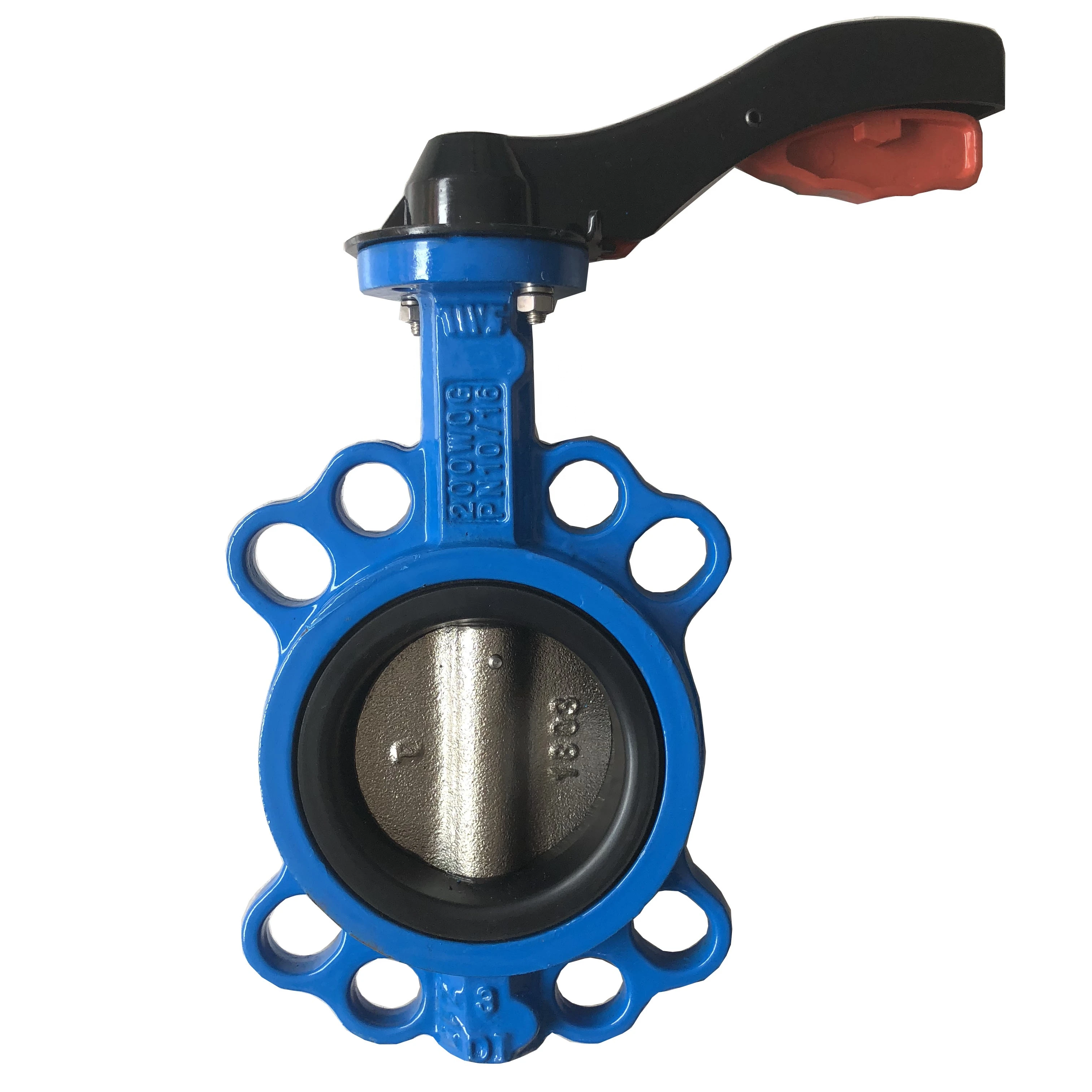 Флюоресцентный клапан-бабочка с мягким уплотнением из ковкого железа и алюминия, зажимной клапан-бабочка PN16