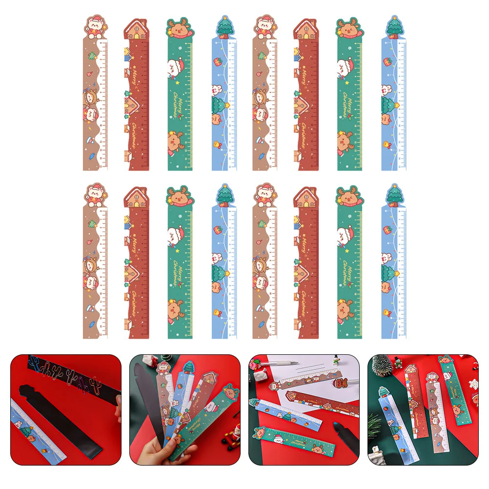 

16 Pcs Precision Ruler Christmas Magnetic Drawing Rulers Measurement Tools Delicate Creative Lovely Measuring Students