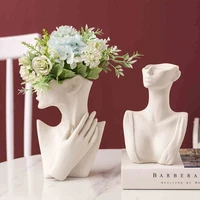 ceramic female body vase human face statue figurines home living room sculpture nordic style flowers pot modern body art vase