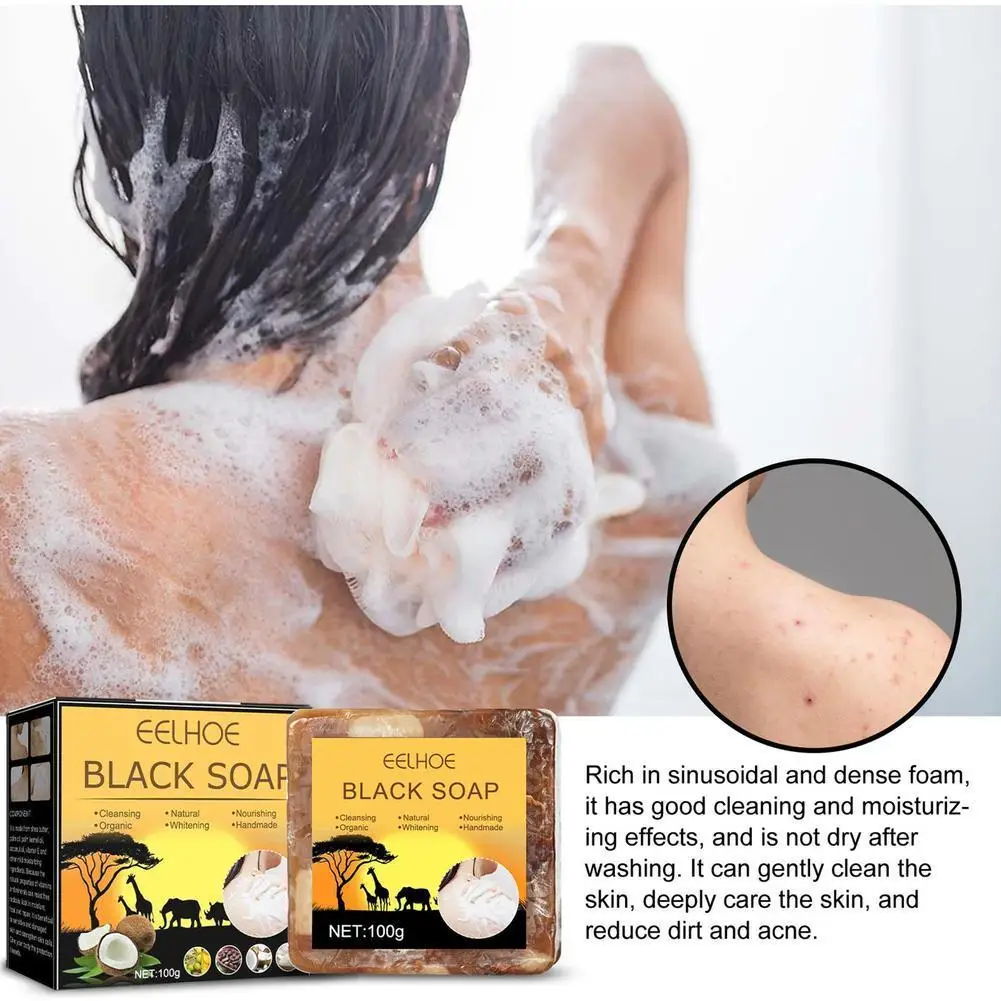 

100g Black Soap Deep Cleaning Beauty Moisturizing Shea Care Body Treatment Bath Butter Natural Acne Skin A2U6
