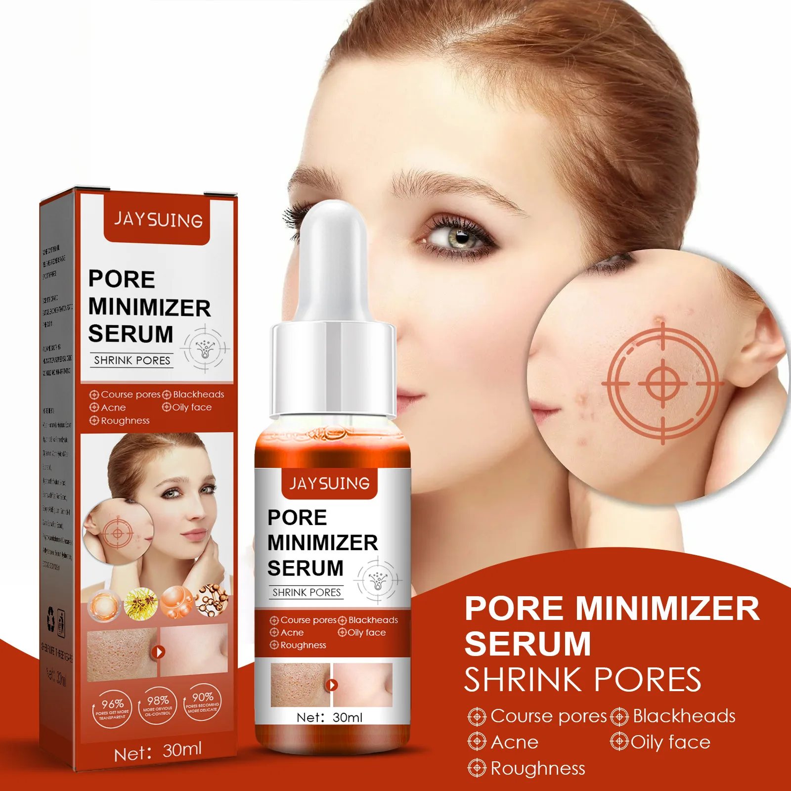 

Shrink Pores Facial Serum Whitening Brightening Lifting Firming Repairing Dry Loose Skin Oil Control Face Essence Anti Aging